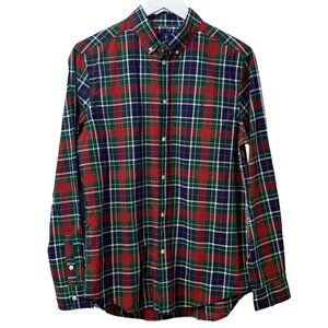 RALPH LAUREN Boys Plaid Shirt Size XL (18/20) Navy Red Preppy Cotton Button up